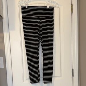 Athleta Women's Black and White Striped Leggings
